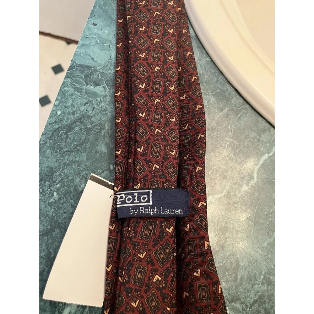 Vintage POLO RALPH LAUREN Hand Made USA Dress Tie 100% Silk Multicolor